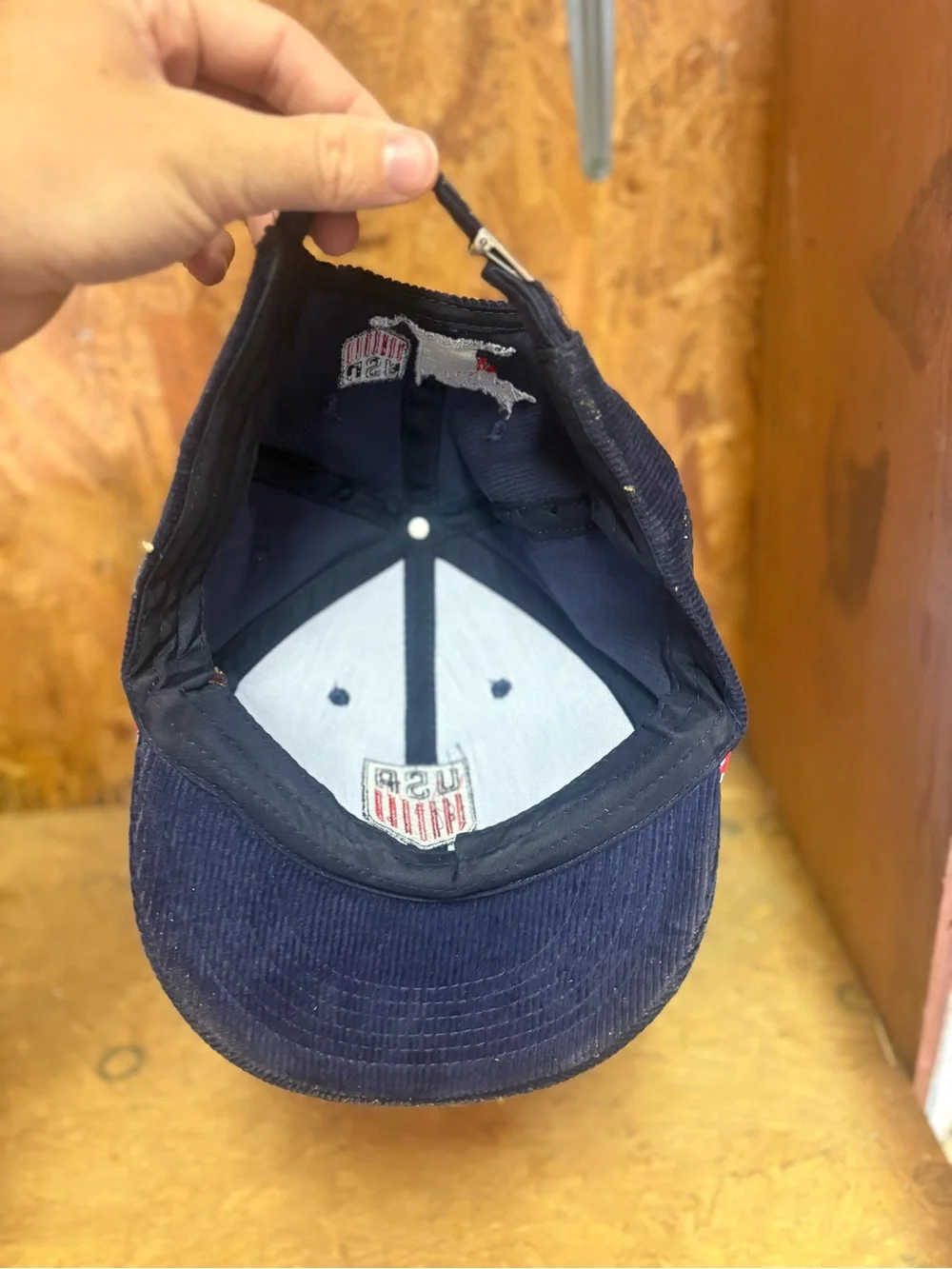 USA Embroidered Navy Corduroy Cap